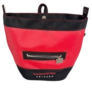 American Girl Place Chicago Red Black Backpack Zippered Front Pocket Charm
